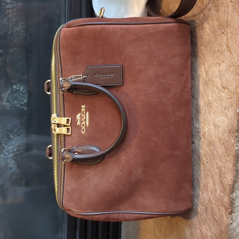 Coach Suede Large Rowan Bag Vintage Brown